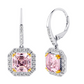 Sterling Silver Fancy Light Pink Asscher Cut Drops with 18 KGP Prongs and Stone Detailing on Back by Bling