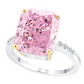 Sterling Silver Fancy Light Pink Rectangular Crushed Ice Cut Sedona Ring with 18 KGP Prongs