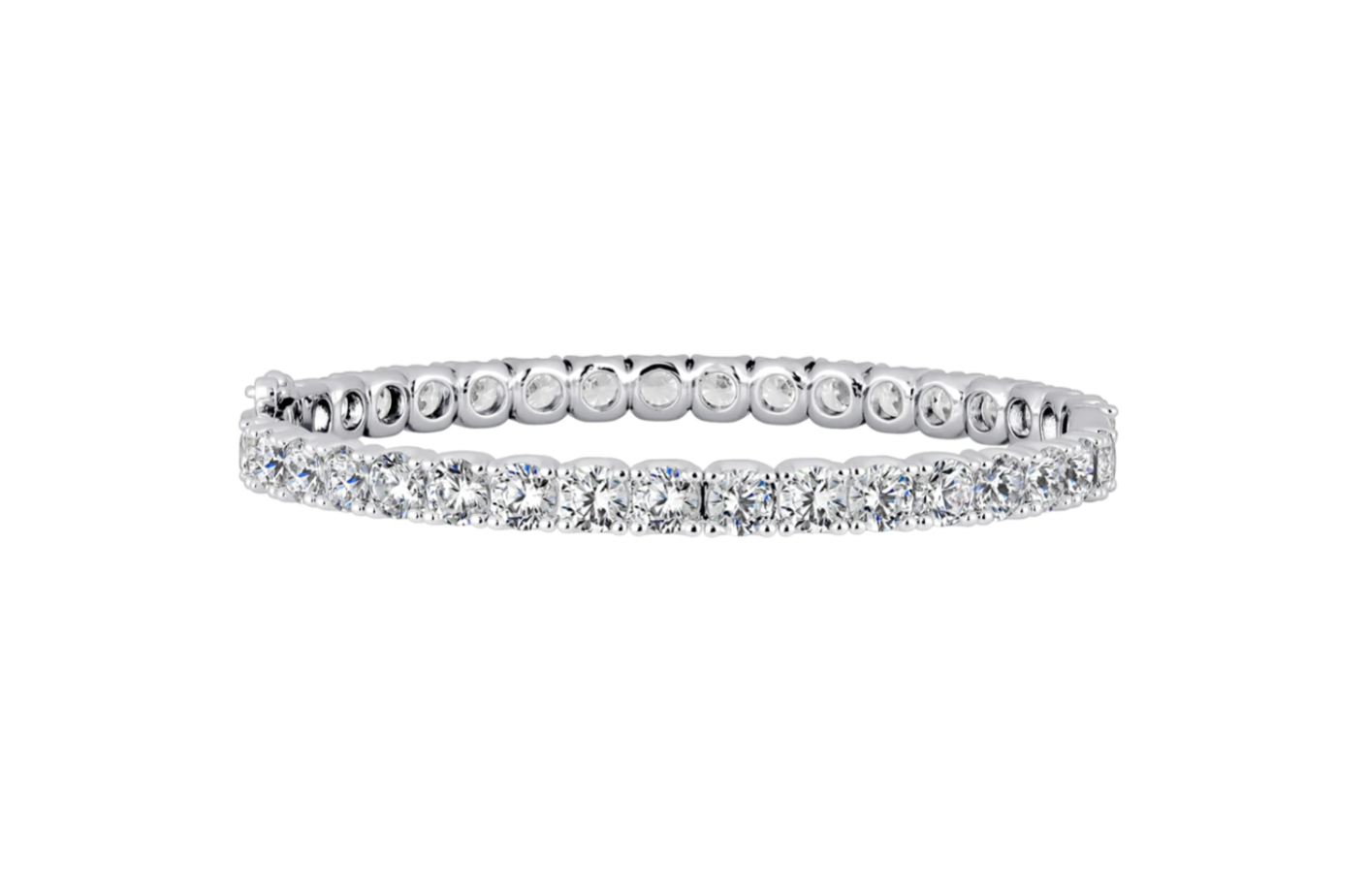 Silver Round 5mm Solitaire Eternity Bangle with Double Security Clasp by Bling