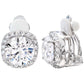 Silver 3 Carat Cushion Cut Clip Earrings by Bling
