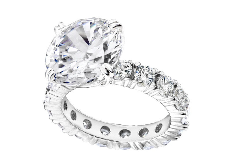 Silver 4 Carat Round Solitaire Ring on Eternity Band by Bling