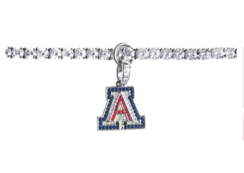 Silver 4mm Classic Tennis Bracelet with Double Security Clasp for University of Arizona "A" Charm (Charm Sold Separately) by Bling