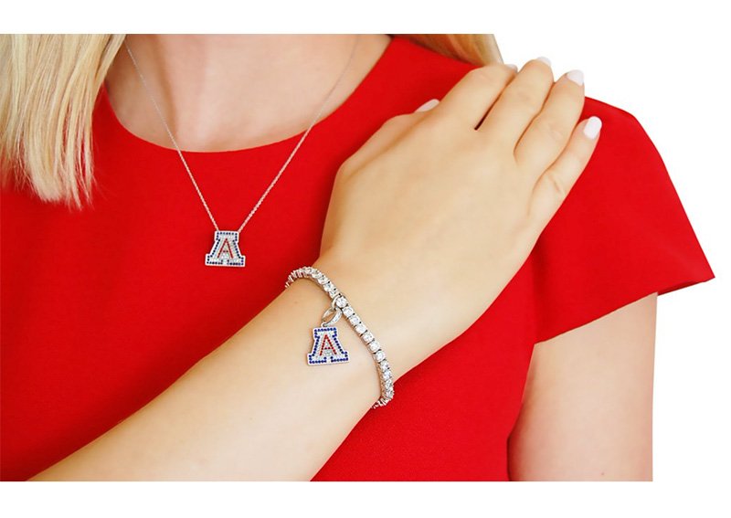 Silver 4mm Classic Tennis Bracelet with Double Security Clasp for University of Arizona "A" Charm (Charm Sold Separately) by Bling