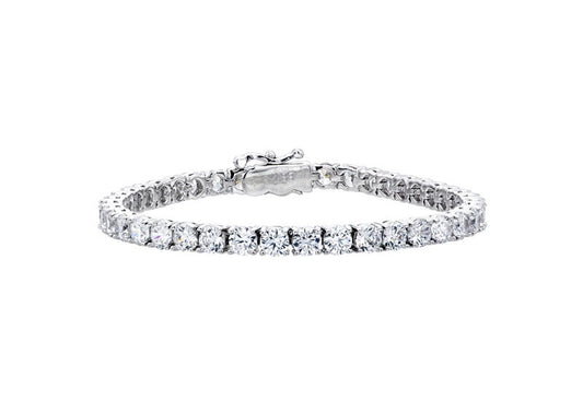Silver 4mm Classic Tennis Bracelet with Double Security Clasp by Bling