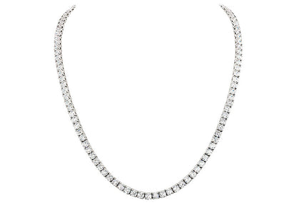 Silver Classic Tennis Necklace with Double Security Clasp 16.5" by Bling