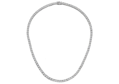 Silver Classic Tennis Necklace with Double Security Clasp 16.5" by Bling