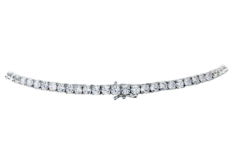Silver Classic Tennis Necklace 16.5" by Bling