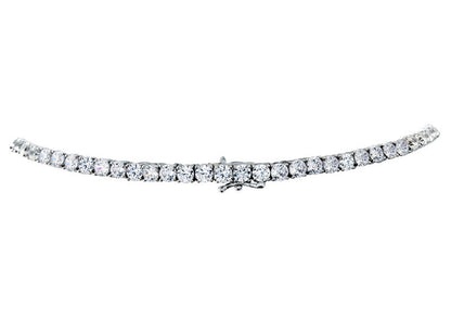 Silver Classic Tennis Necklace with Double Security Clasp 16.5" by Bling