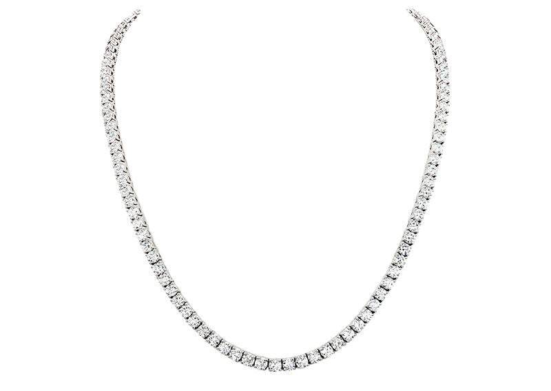 Silver Classic Tennis Necklace with Double Security Clasp 18" by Bling