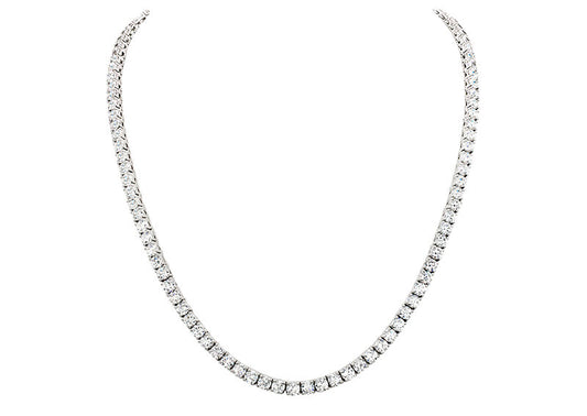 Silver Classic Tennis Necklace with Double Security Clasp 18" by Bling