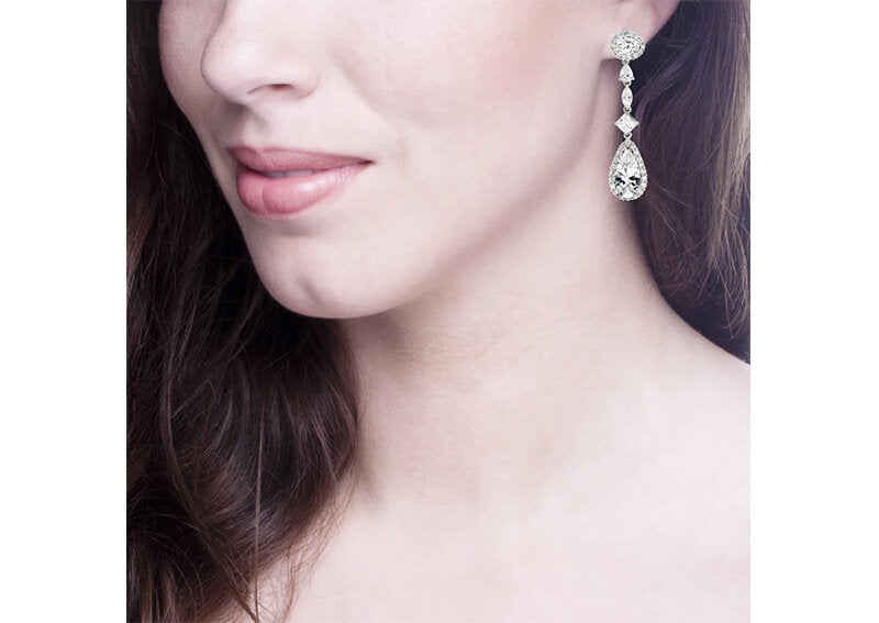 Silver Clear Regal Teardrops by Bling