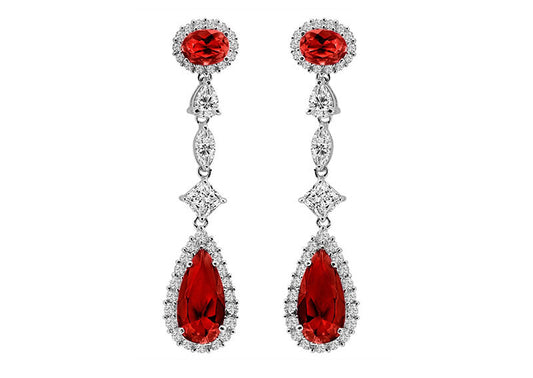 Silver Deep Crimson Regal Teardrops by Bling