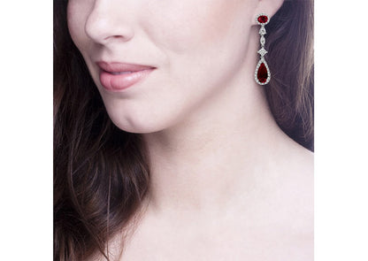 Silver Deep Crimson Regal Teardrops by Bling