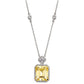 Silver Fancy Light Yellow Emerald Cut Station Necklace with 18 KGP Prongs by Bling