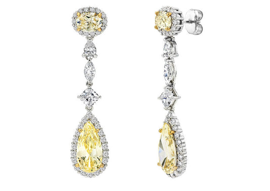 Silver Fancy Light Yellow Regal Teardrops with 18 KGP Prongs by Bling