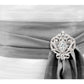 Silver Ornate Regal Brooch with Clear Center Stone by Bling