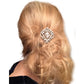 Silver Ornate Regal Brooch with Clear Center Stone by Bling