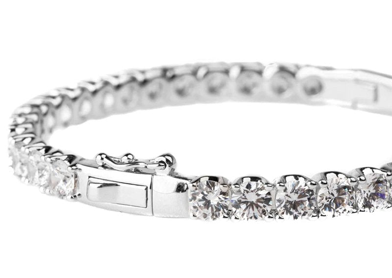 Silver Round 5mm Solitaire Eternity Bangle with Double Security Clasp by Bling
