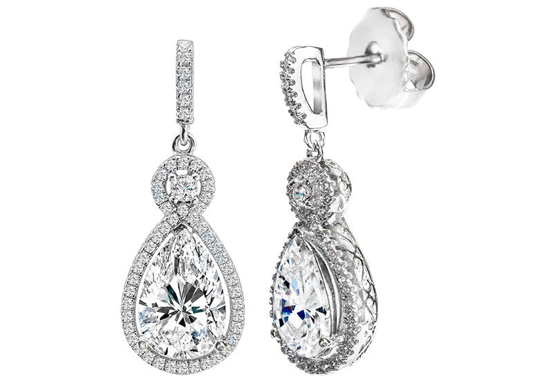 Silver Victorian Clear Teardrops by Bling