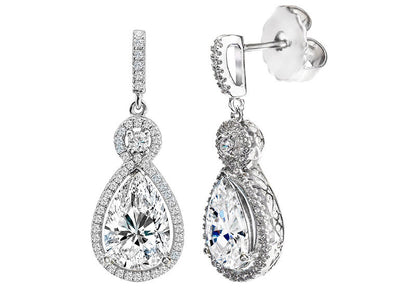 Silver Victorian Clear Teardrops by Bling