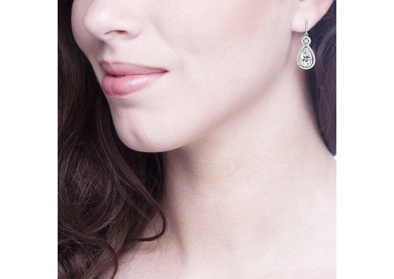 Silver Victorian Clear Teardrops by Bling