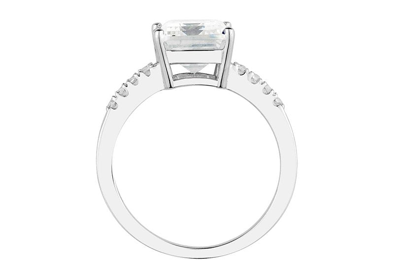 Sterling Silver Clear Emerald Cut Sophia Ring By Bling