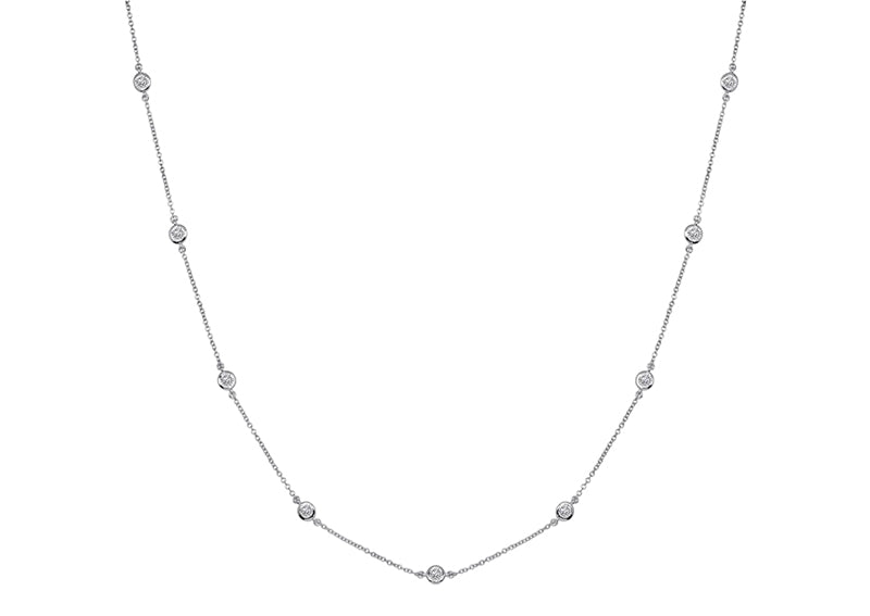 Sterling Silver 27" Long Floating Station Necklace by Bling