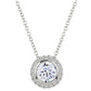 Sterling Silver 2 Carat Round Pendant Necklace with Halo by Bling