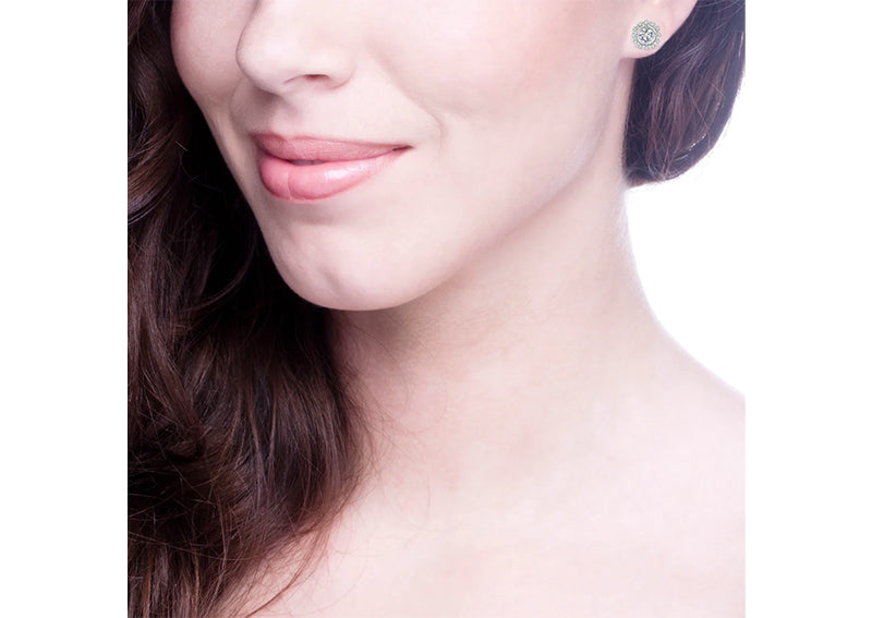 Sterling Silver Round Vintage Lace Studs by Bling