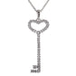 Sterling Silver Thin Pavé Heart Key Necklace by Bling