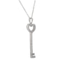 Sterling Silver Thin Pavé Heart Key Necklace by Bling