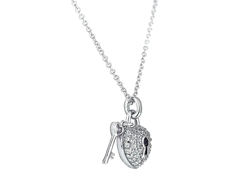 Sterling Silver Tiny Locket and Key Necklace by Bling