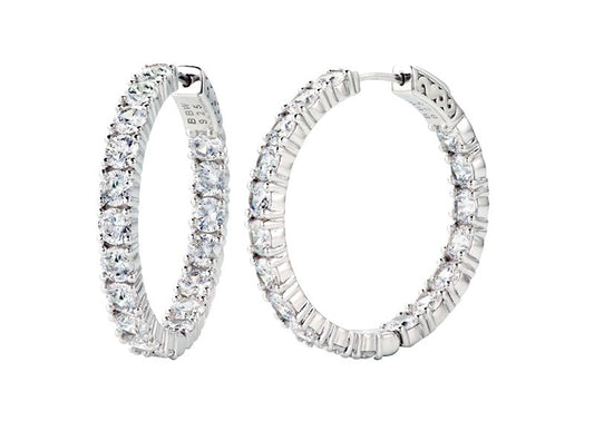 Sterling Silver 1.25" 4mm Double Sided In and Out Couture Hoops by Bling