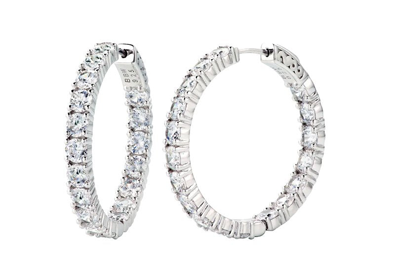 Sterling Silver 1.25" 4mm Double Sided In and Out Couture Hoops by Bling