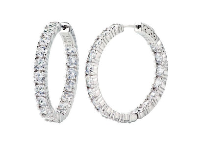 Sterling Silver 1.25" 4mm Double Sided In and Out Couture Hoops by Bling