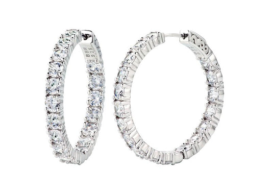 Sterling Silver 1.25" 4mm Double Sided In and Out Couture Hoops by Bling