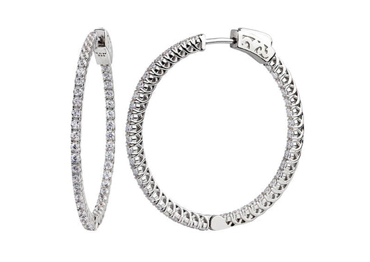 Sterling Silver 1.25" Thin In and Out Hoops with Filigree Setting by Bling