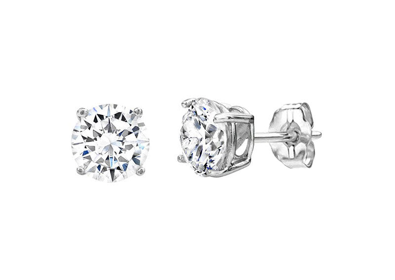 Sterling Silver 1 Carat 4 Prong Solitaire Studs by Bling