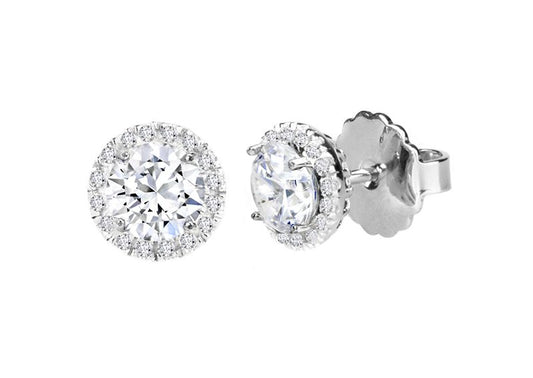 Sterling Silver 1 Carat Clear Round Solana Studs with Halo by Bling