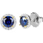 Sterling Silver 1 Carat Lab Created Sapphire Round Solana Studs with Halo and 18 KGP Prongs by Bling
