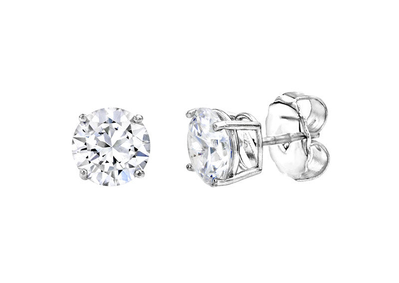 Sterling Silver 2.5 Carat 4 Prong Large Solitaire Studs by Bling