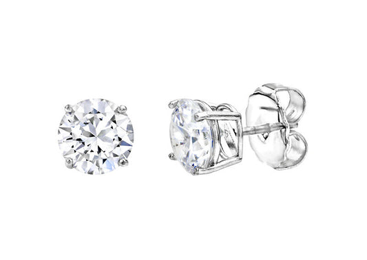 Sterling Silver 2 Carat 4 Prong Medium Solitaire Studs by Bling