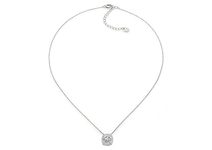 Sterling Silver 3 Carat Cushion Cut Floating Necklace with Halo by Bling
