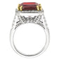 Sterling Silver 8 Carat Deep Crimson Emerald Cut Ring with 18 KGP Prongs by Bling