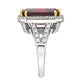 Sterling Silver 8 Carat Deep Crimson Emerald Cut Ring with 18 KGP Prongs by Bling