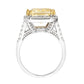 Sterling Silver 8 Carat Fancy Light Yellow Emerald Cut Ring with 18 KGP Prongs by Bling