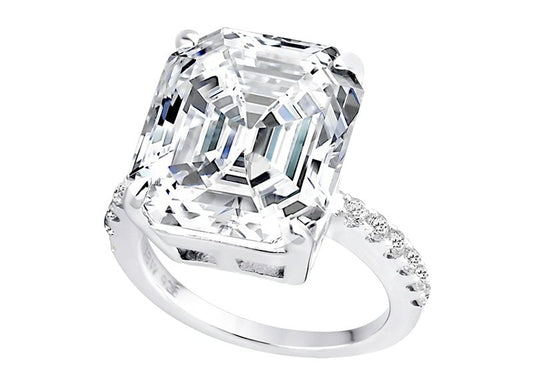 Sterling Silver Clear Asscher/Emerald-Cut Aspen Ring-Bling by Wilkening Invented Cut