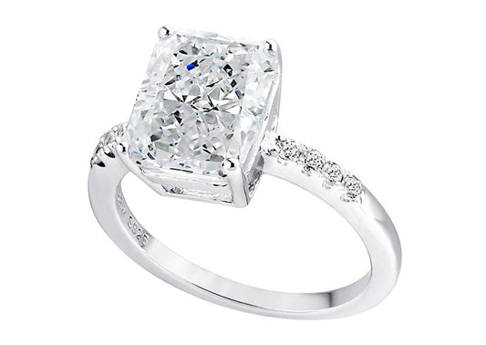 Sterling Silver Clear Rectangular Crushed Ice Cut Carley Ring