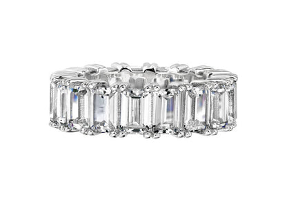 Sterling Silver 4 Prong Emerald Cut Eternity Ring Band by Bling