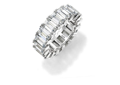 Sterling Silver 4 Prong Emerald Cut Eternity Ring Band by Bling
